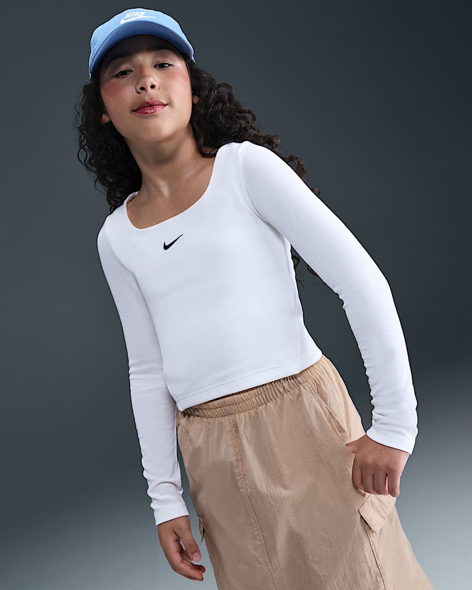 ☆NIKE☆Nike Sportswear Classic Nike Sportswear Big Kids' (Girls') Long-Sleeve Square-Neck
